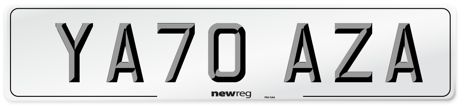 YA70 AZA Number Plate from New Reg